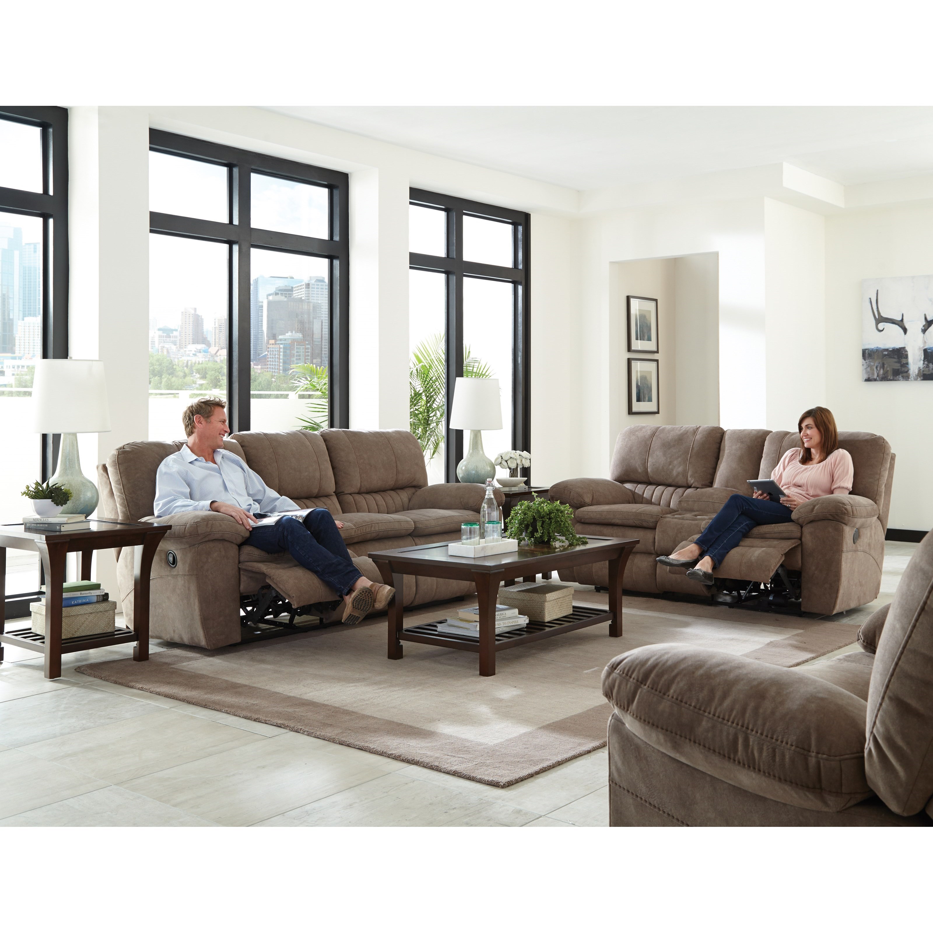 Catnapper 240 Reyes 106342040 Power Lay Flat Reclining Console Loveseat Schewels Home Reclining Loveseats